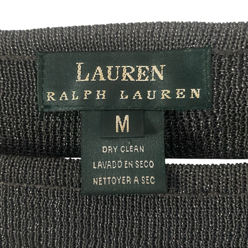 Lauren Ralph Lauren women’s gray shimmer 3/4 sleeve top size M metallic party - Picture 4 of 4